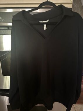 Black Collared V-Neck Pullover Top SPANX NWOT